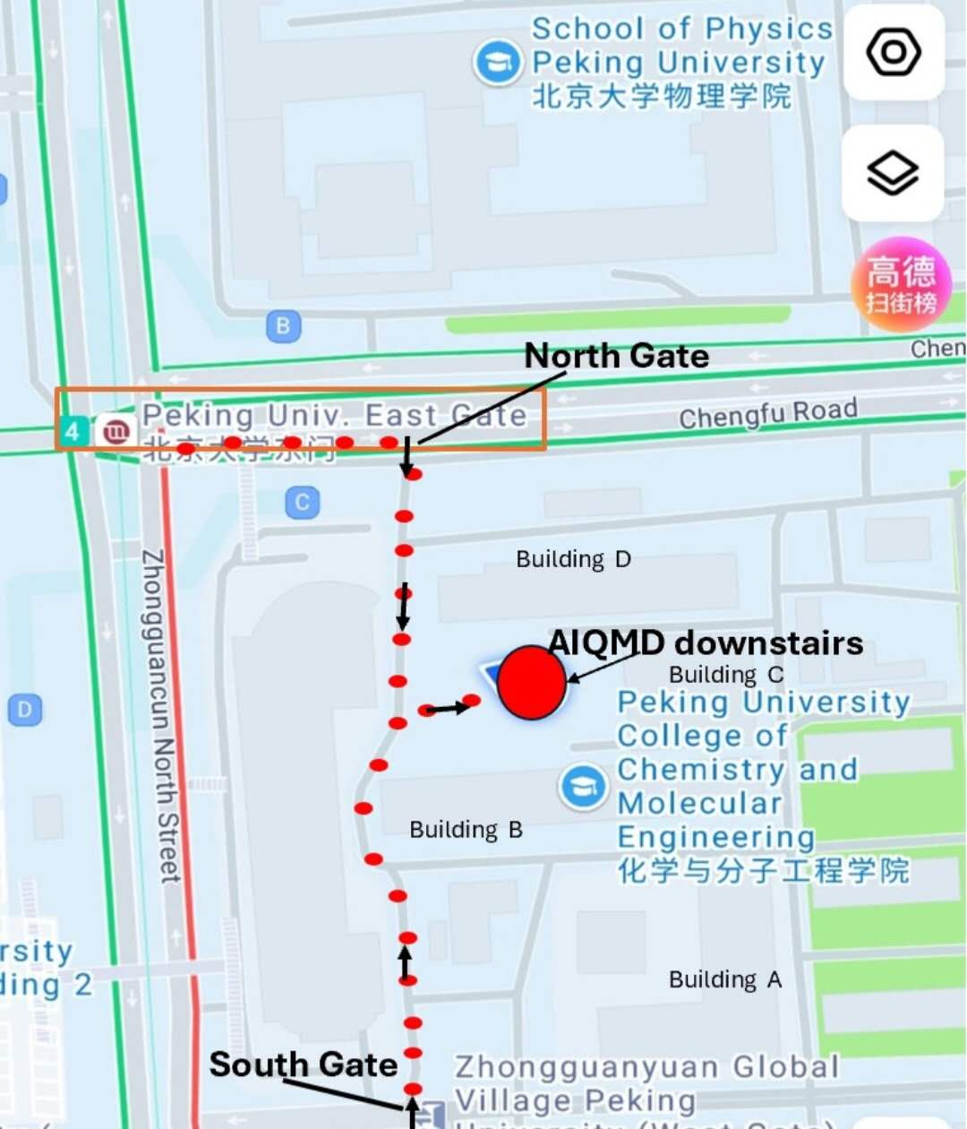 Route from subway to venue